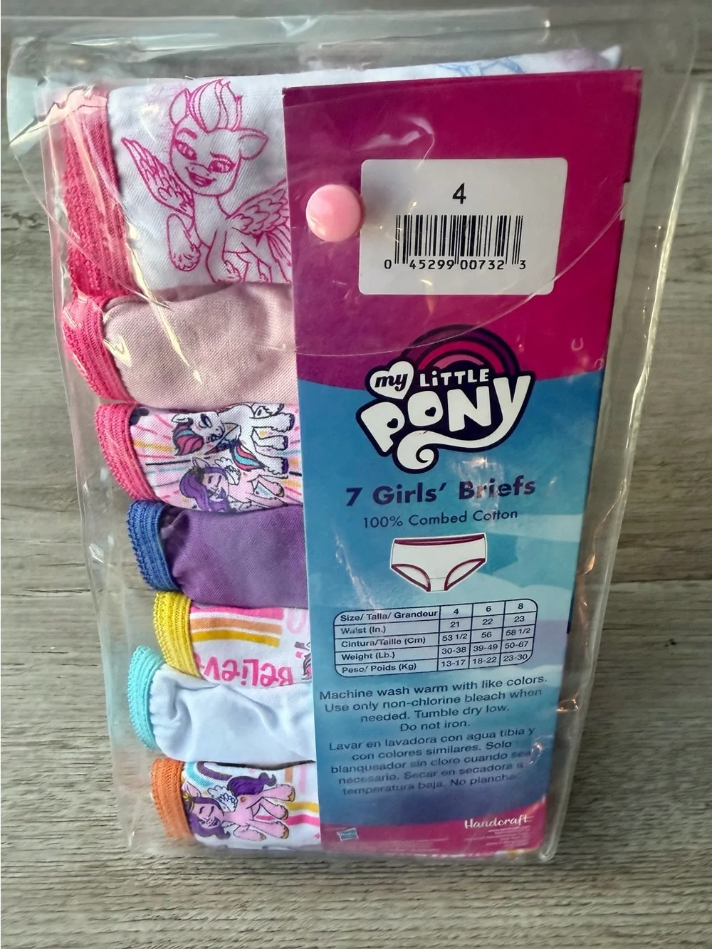 NEW My Little Pony Girls 7-Pack Briefs Size 4 Ages 3-4 100% Cotton Underwear Lot